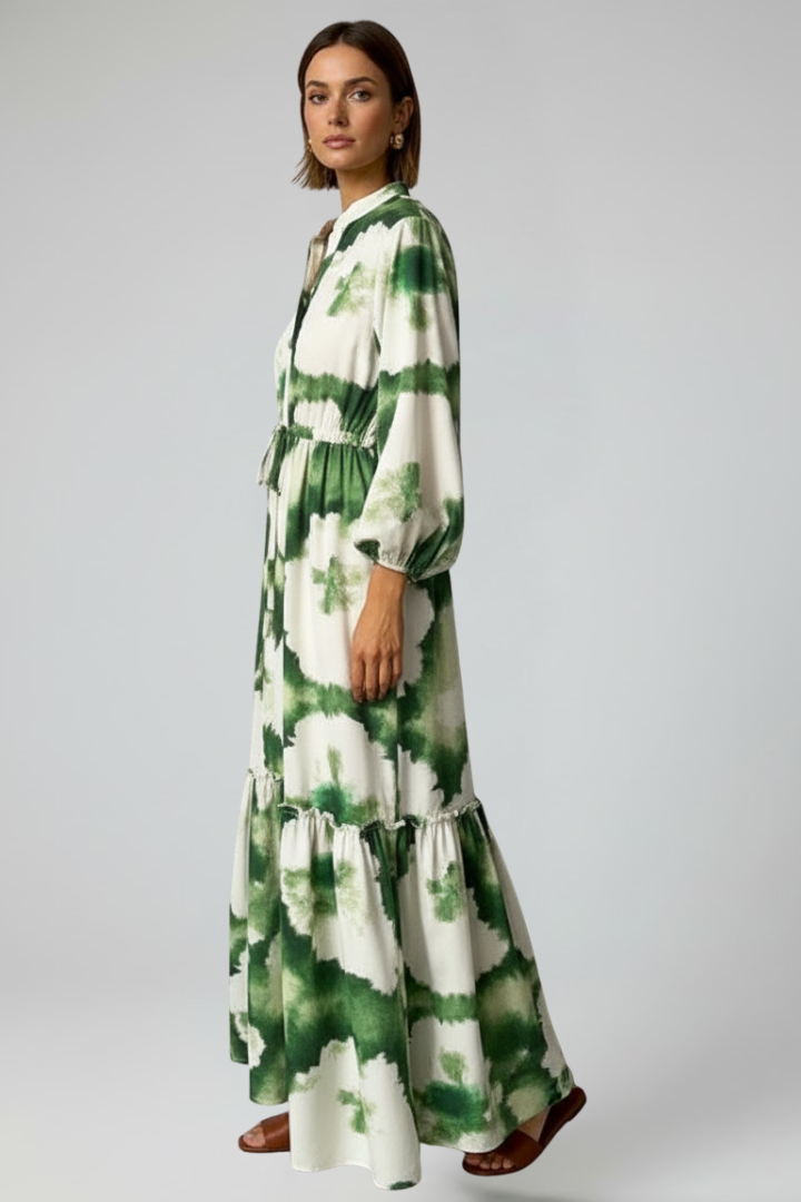 Abito Maxi Donna Scollo a V Manica Lunga