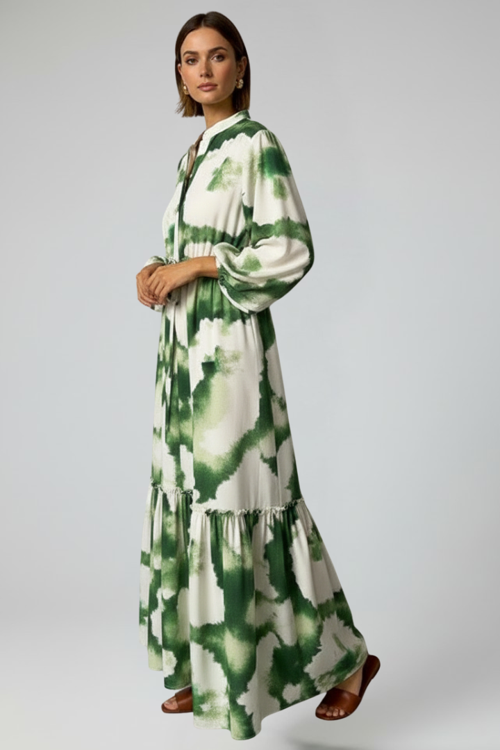 Abito Maxi Donna Scollo a V Manica Lunga