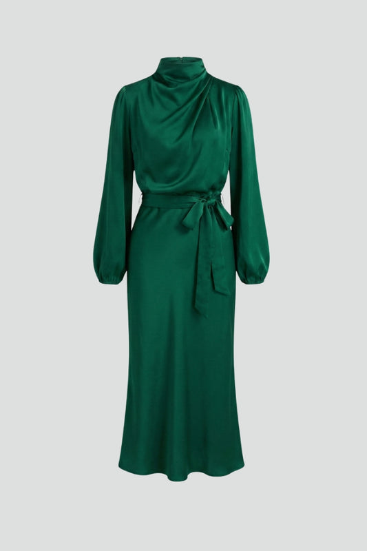 Abito Midi Donna Scollo Alto Manica Lunga - Brentozzi