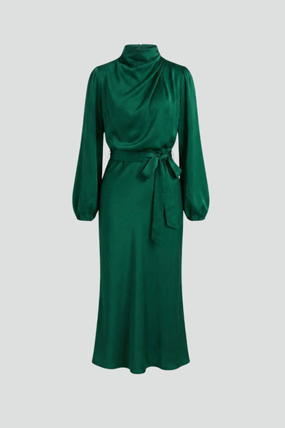 Abito Midi Donna Scollo Alto Manica Lunga - Brentozzi