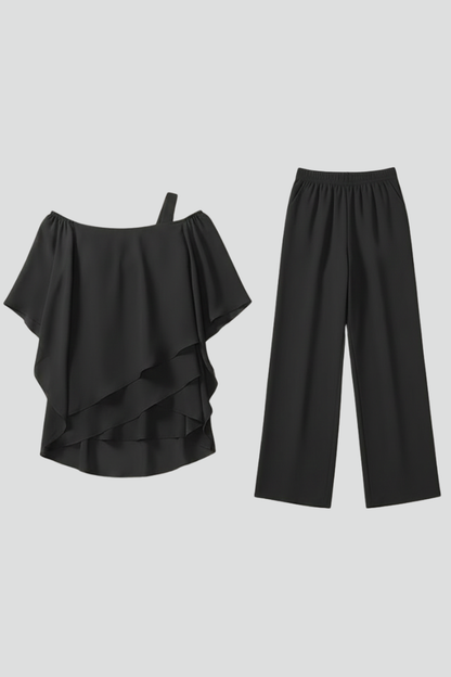 Tuta Donna Fluida Scollatura Spalle Scoperte Pantaloni Larghi - Brentozzi