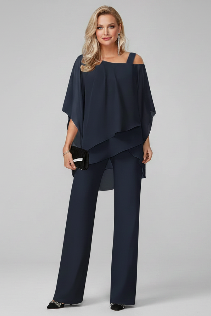Tuta Donna Fluida Scollatura Spalle Scoperte Pantaloni Larghi