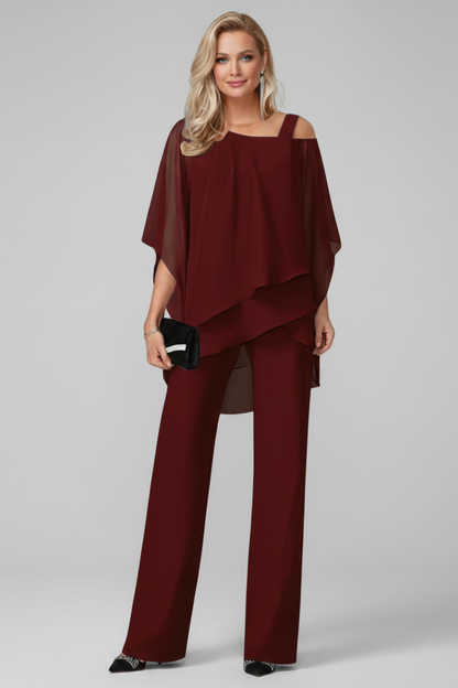 Tuta Donna Fluida Scollatura Spalle Scoperte Pantaloni Larghi
