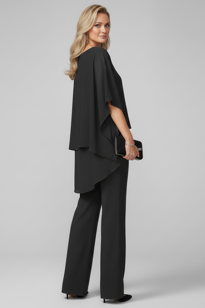 Tuta Donna Fluida Scollatura Spalle Scoperte Pantaloni Larghi