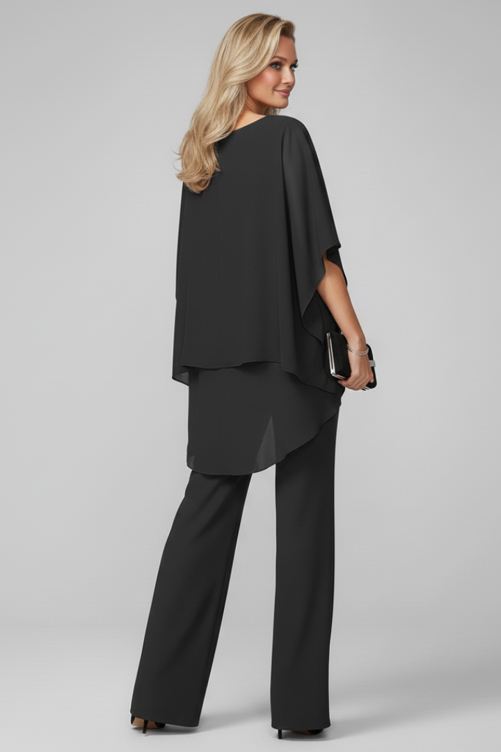 Tuta Donna Fluida Scollatura Spalle Scoperte Pantaloni Larghi