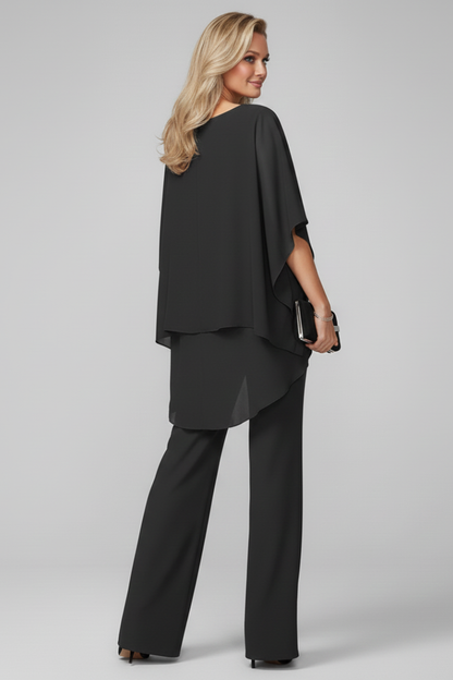 Tuta Donna Fluida Scollatura Spalle Scoperte Pantaloni Larghi