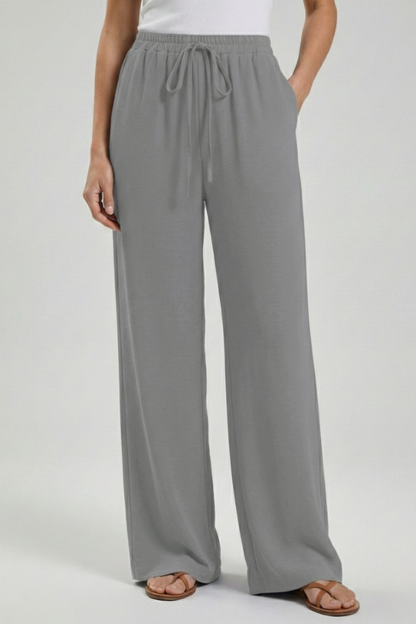 Pantaloni Palazzo Donna con Coulisse e Tasche Laterali