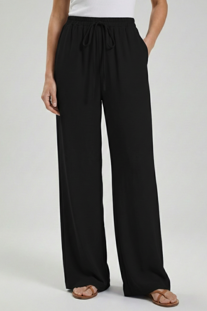 Pantaloni Palazzo Donna con Coulisse e Tasche Laterali