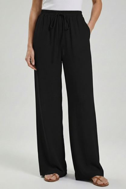 Pantaloni Palazzo Donna con Coulisse e Tasche Laterali