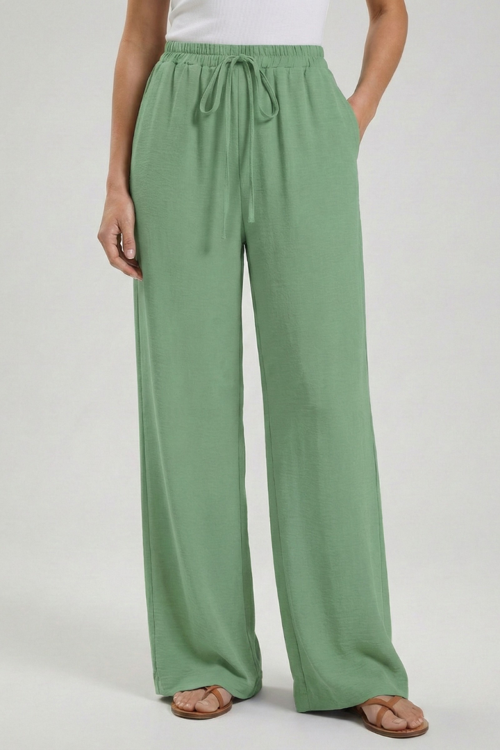Pantaloni Palazzo Donna con Coulisse e Tasche Laterali
