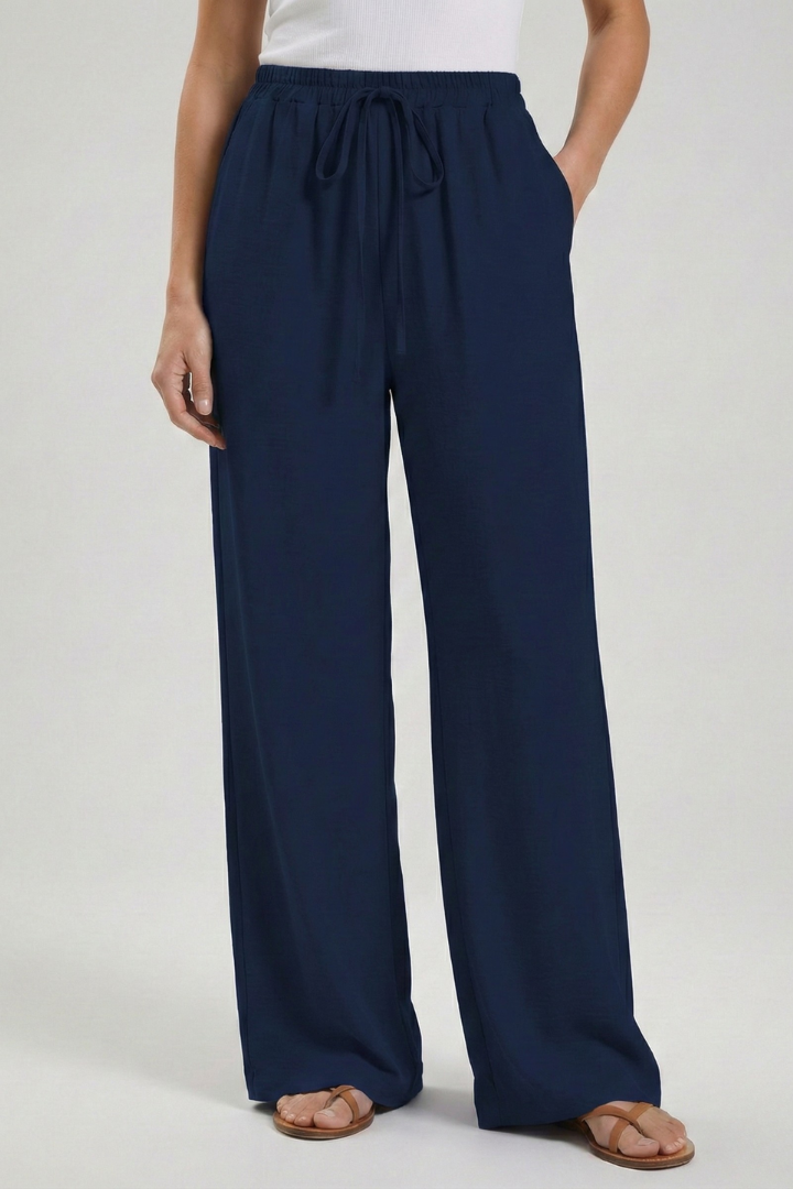 Pantaloni Palazzo Donna con Coulisse e Tasche Laterali