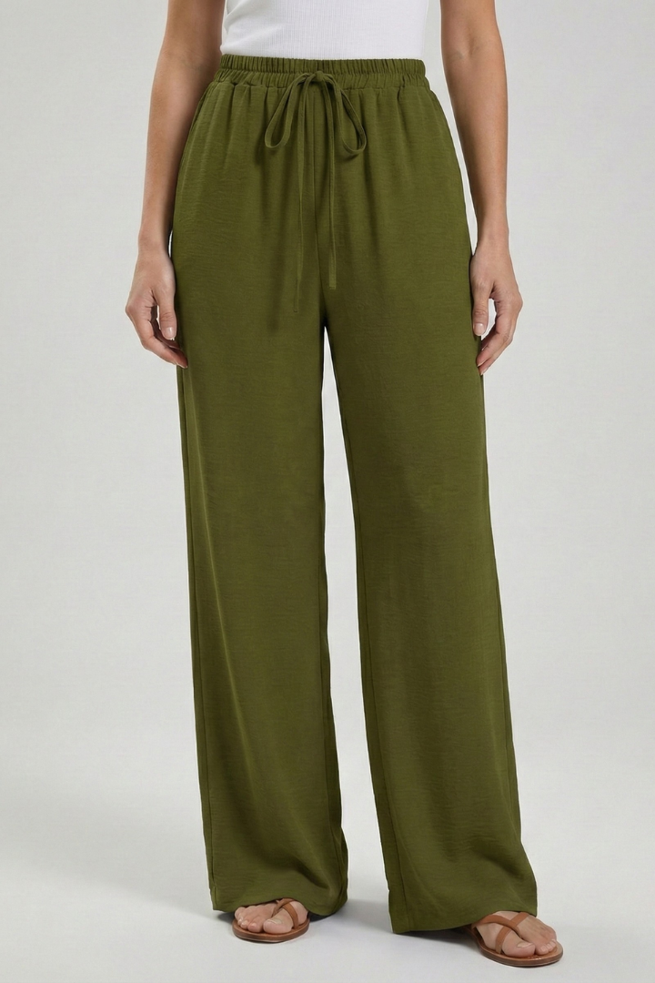 Pantaloni Palazzo Donna con Coulisse e Tasche Laterali