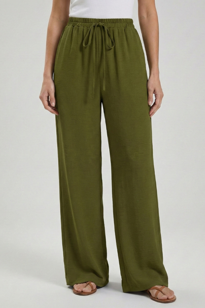 Pantaloni Palazzo Donna con Coulisse e Tasche Laterali