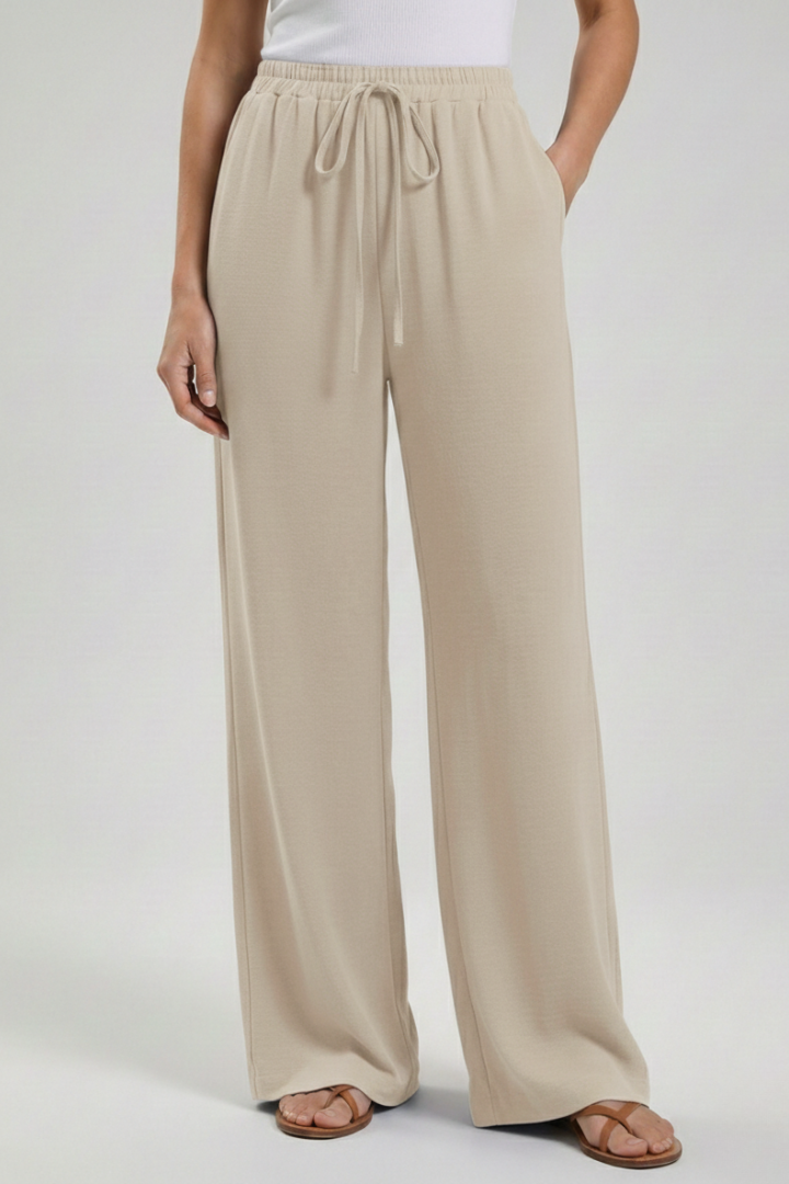Pantaloni Palazzo Donna con Coulisse e Tasche Laterali
