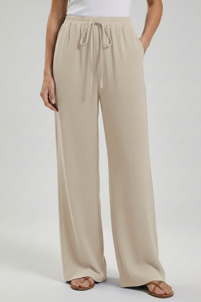 Pantaloni Palazzo Donna con Coulisse e Tasche Laterali