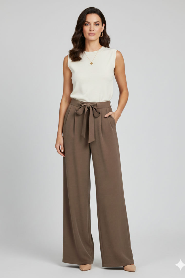 Pantaloni Palazzo Donna Vita Regolabile Taglio Largo