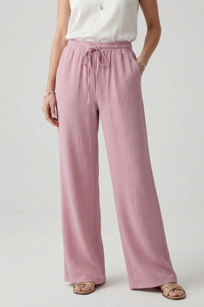 Pantaloni Palazzo Donna con Coulisse e Tasche Laterali Comodi