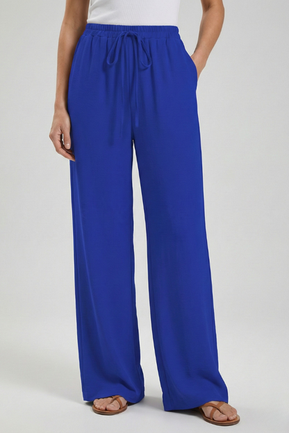 Pantaloni Palazzo Donna con Coulisse e Tasche Laterali
