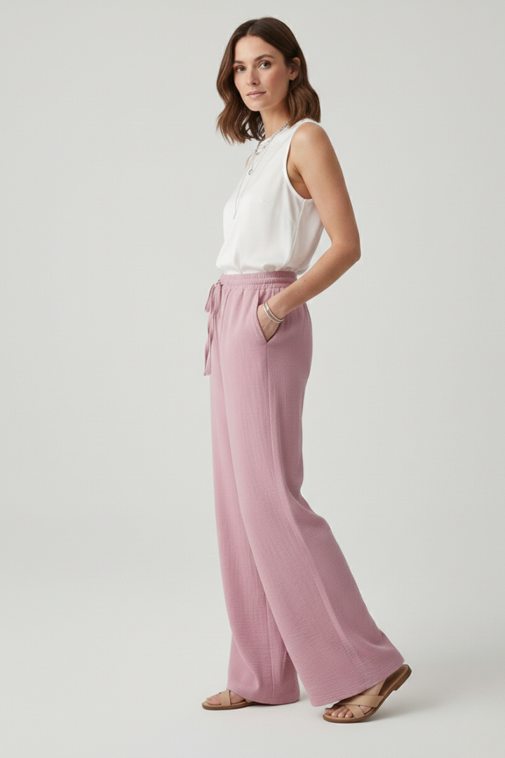 Pantaloni Palazzo Donna con Coulisse e Tasche Laterali Comodi