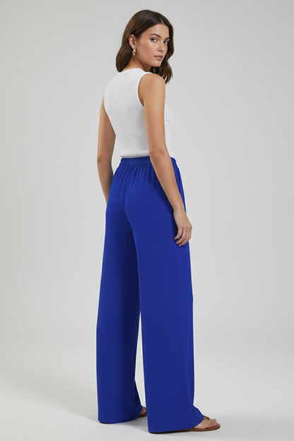 Pantaloni Palazzo Donna con Coulisse e Tasche Laterali
