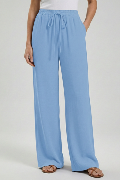Pantaloni Palazzo Donna con Coulisse e Tasche Laterali
