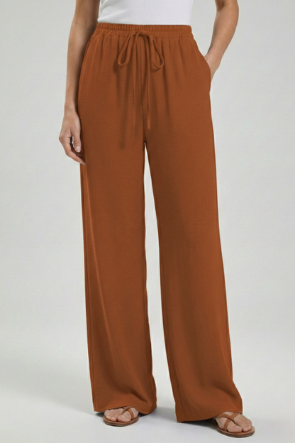 Pantaloni Palazzo Donna con Coulisse e Tasche Laterali