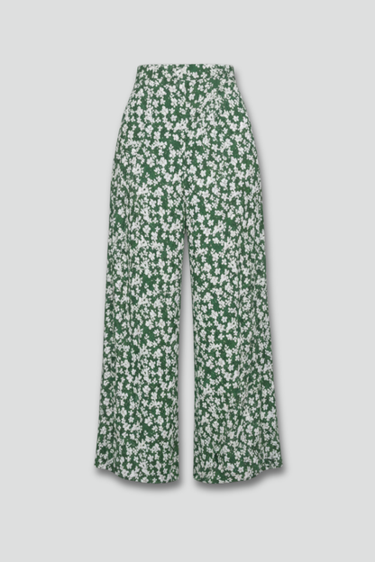 Pantaloni Palazzo Donna Tessuto Floreale Gamba Larga - Brentozzi