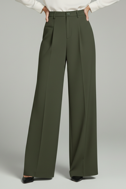 Pantaloni Palazzo Donna con Pieghe Frontali e Tasche Posteriori