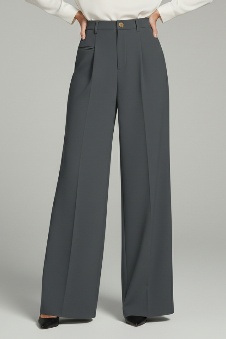 Pantaloni Palazzo Donna con Pieghe Frontali e Tasche Posteriori