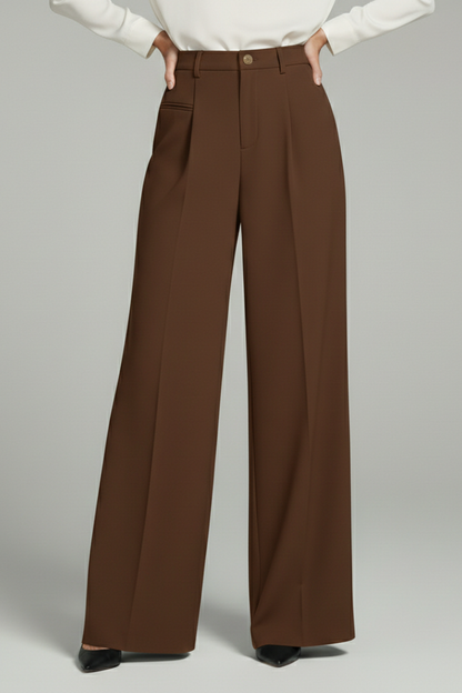 Pantaloni Palazzo Donna con Pieghe Frontali e Tasche Posteriori