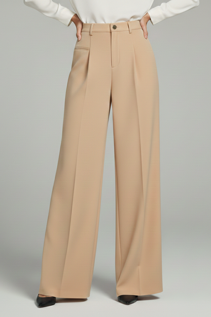 Pantaloni Palazzo Donna con Pieghe Frontali e Tasche Posteriori