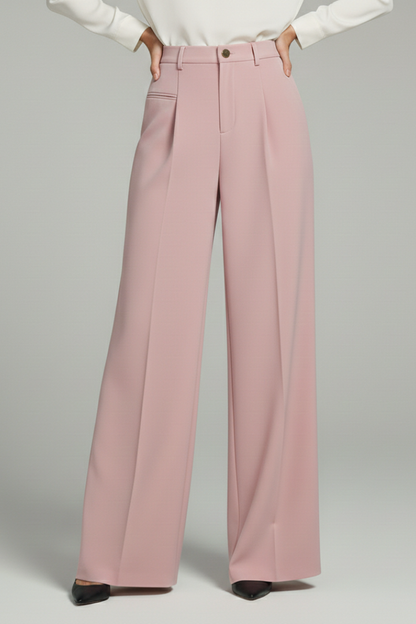 Pantaloni Palazzo Donna con Pieghe Frontali e Tasche Posteriori