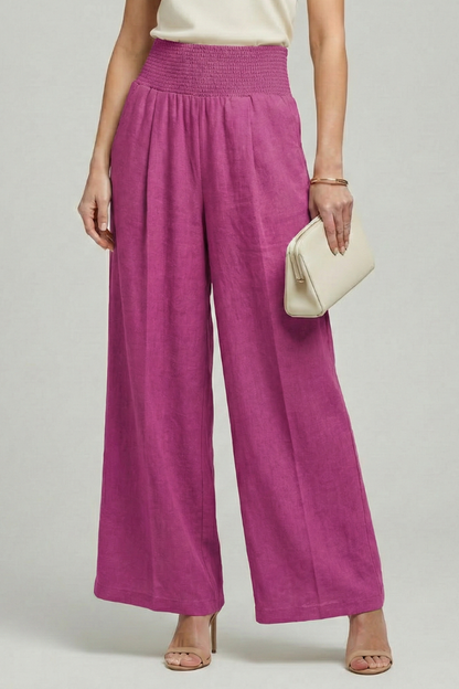 Pantaloni Palazzo Donna Vita Alta con Pieghe