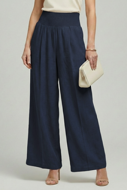 Pantaloni Palazzo Donna Vita Alta con Pieghe
