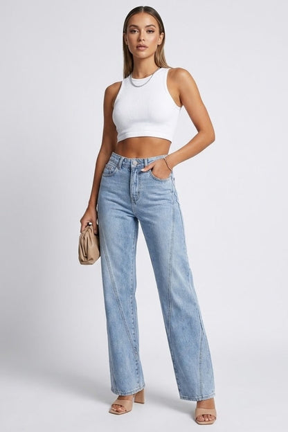 Jeans Donna Classici Vita Alta Taglio Dritto