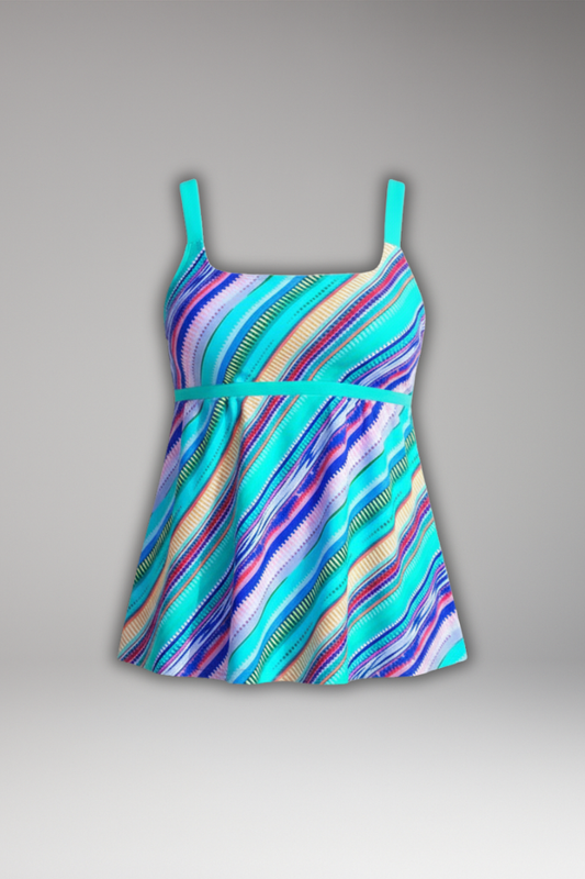 Costume Tankini Donna a Righe con Badeshorts Comodo - Brentozzi