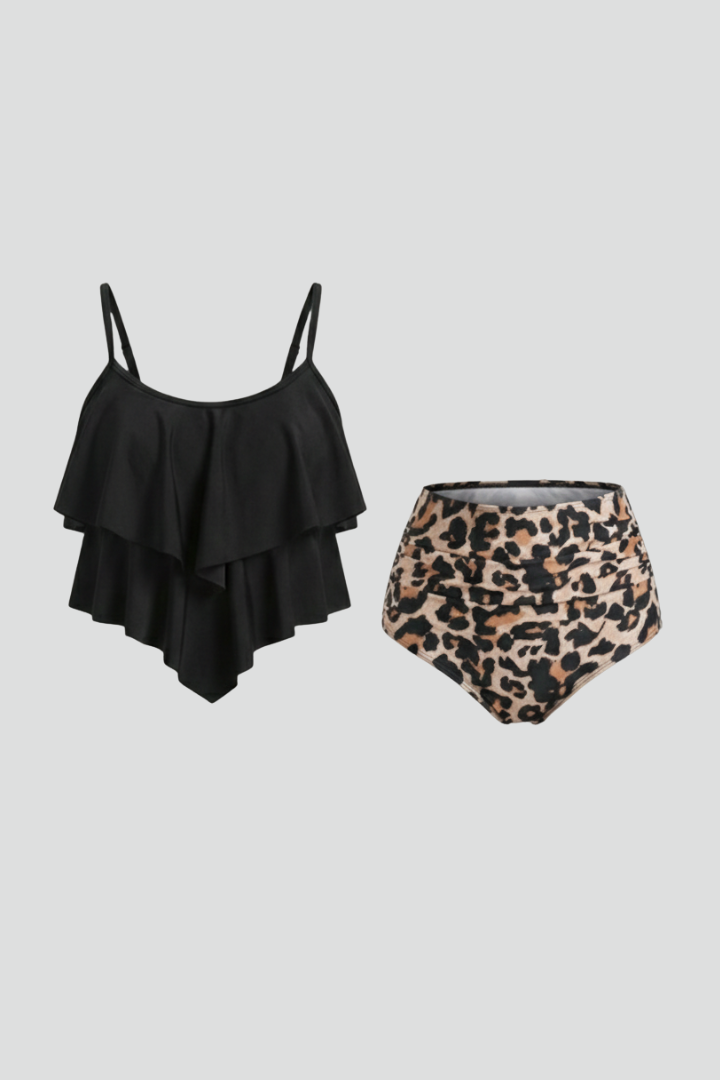Costume Tankini Donna con Volant e Slip Vita Alta - Brentozzi