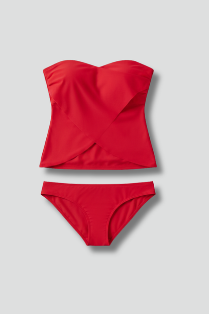 Costume Tankini Donna Senza Spalline con Badeshorts - Brentozzi