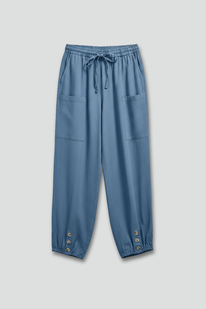 Pantaloni Donna con Coulisse in Vita e Fondo con Bottone - Brentozzi