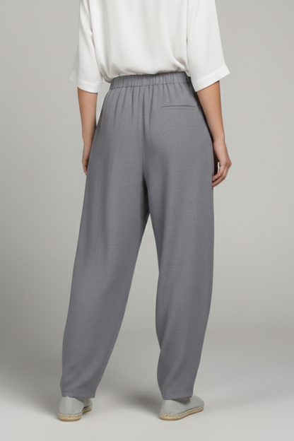 Pantaloni Donna con Elastico in Vita e Tasche Laterali