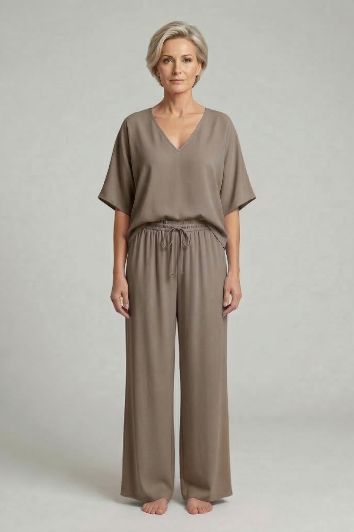 Completo Donna con Pantaloni Larghi e Coordinato