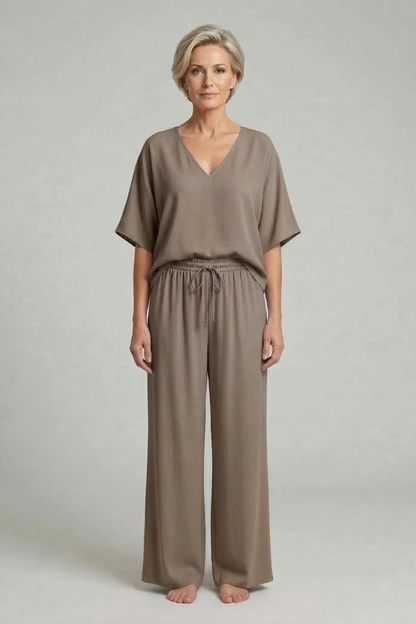 Completo Donna con Pantaloni Larghi e Coordinato