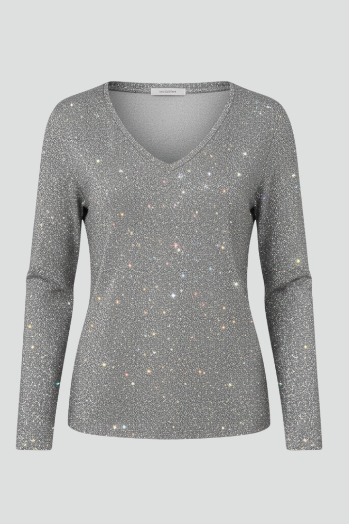Maglione Donna con Paillettes Scollo a V Manica Lunga - Brentozzi