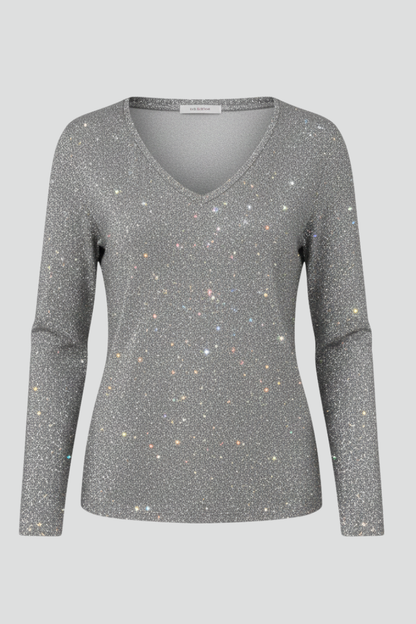 Maglione Donna con Paillettes Scollo a V Manica Lunga - Brentozzi