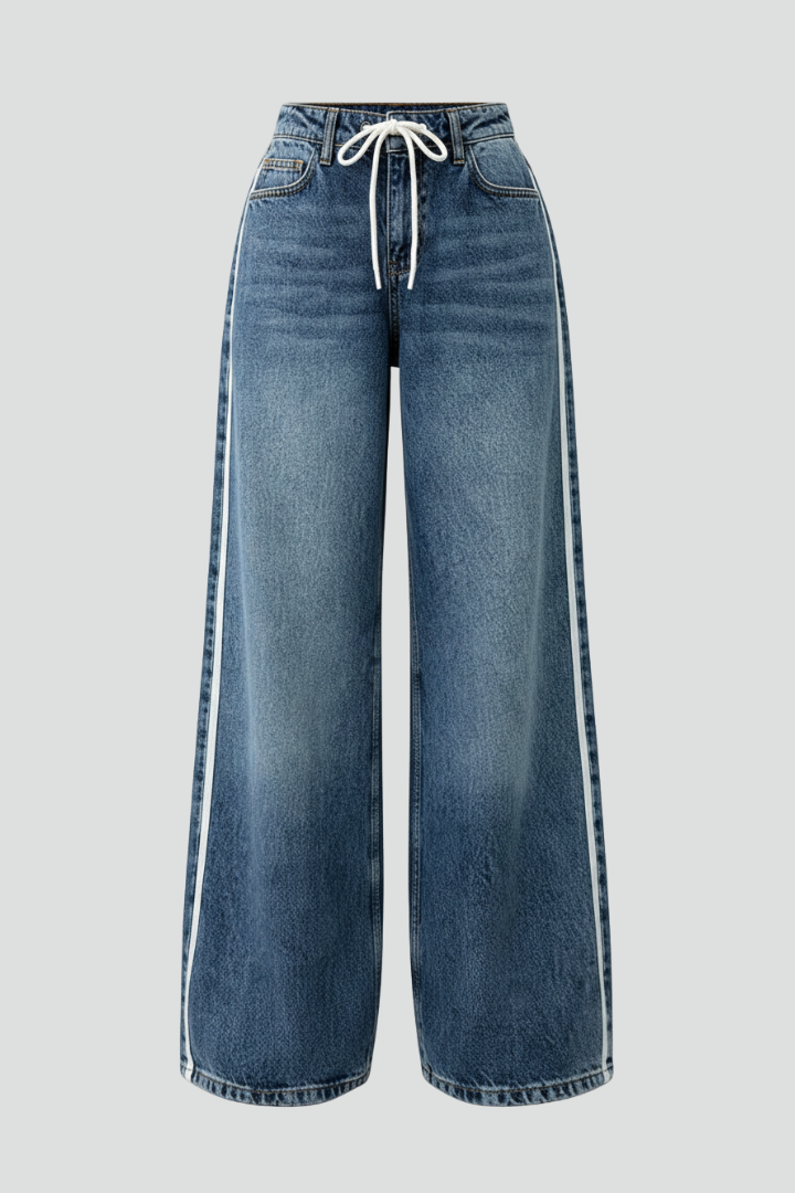 Jeans Denim Donna Vita Elasticizzata Gamba Larga Relaxed - Brentozzi
