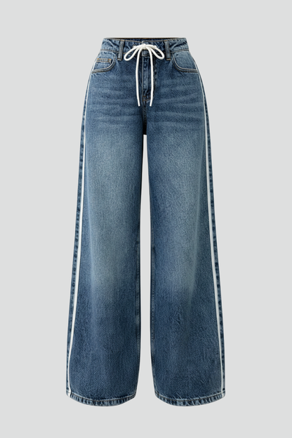 Jeans Denim Donna Vita Elasticizzata Gamba Larga Relaxed - Brentozzi