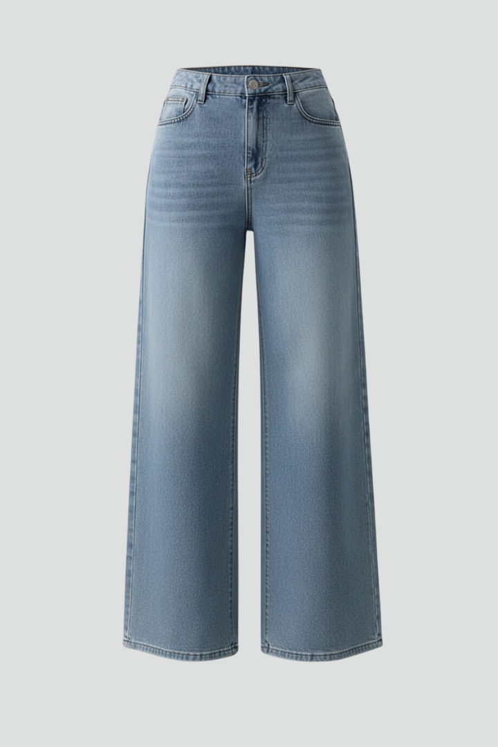 Jeans Donna Denim Vita Alta Gamba Larga - Brentozzi