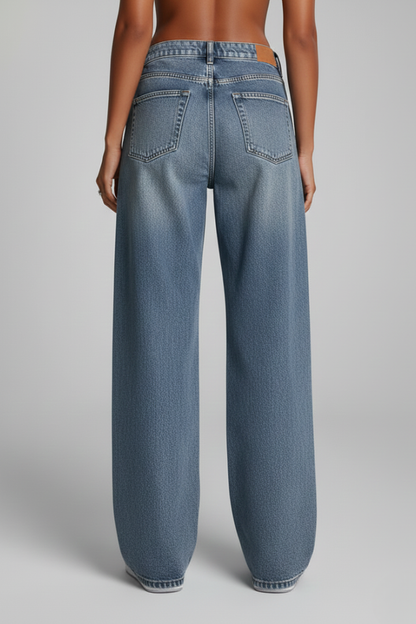 Jeans Donna Denim Lavaggio Taglio Largo Comodo