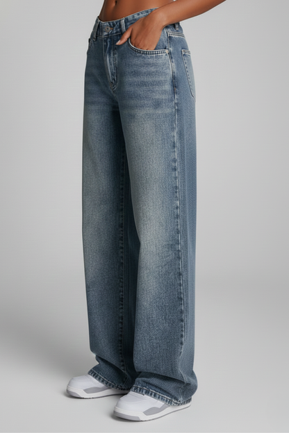 Jeans Donna Denim Lavaggio Taglio Largo Comodo