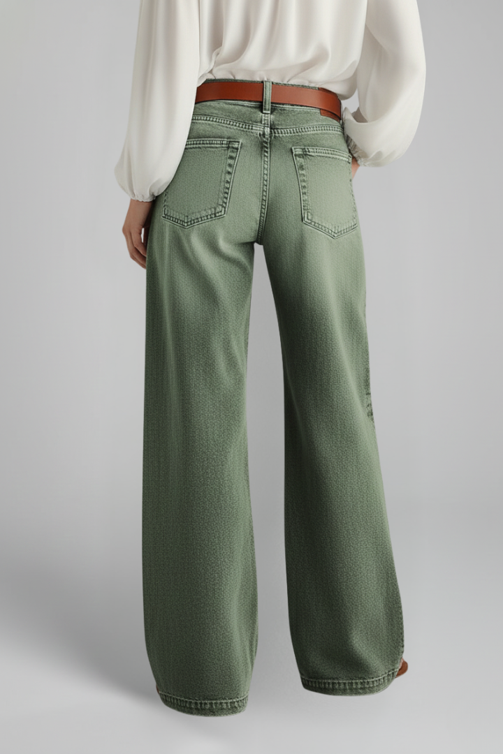 Jeans Donna Denim Vita Alta Vestibilità Ampia Casual